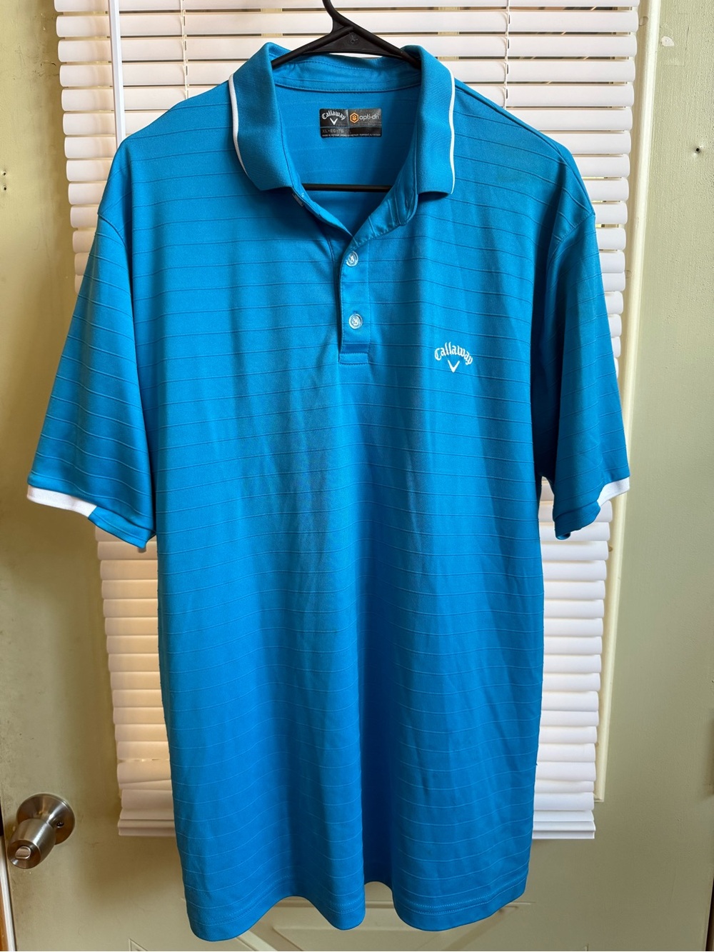 Callaway Opti-Dri Golf Polo Shirt Mens Blue Striped Short Sleeve. Size XL